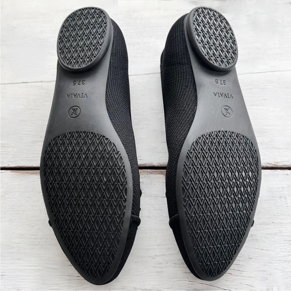 VIVAIA Tiana Almond Toe Bow Flats Pumps Shoes (EU 37.5) US 7 Black Knit $139 - Picture 3 of 8